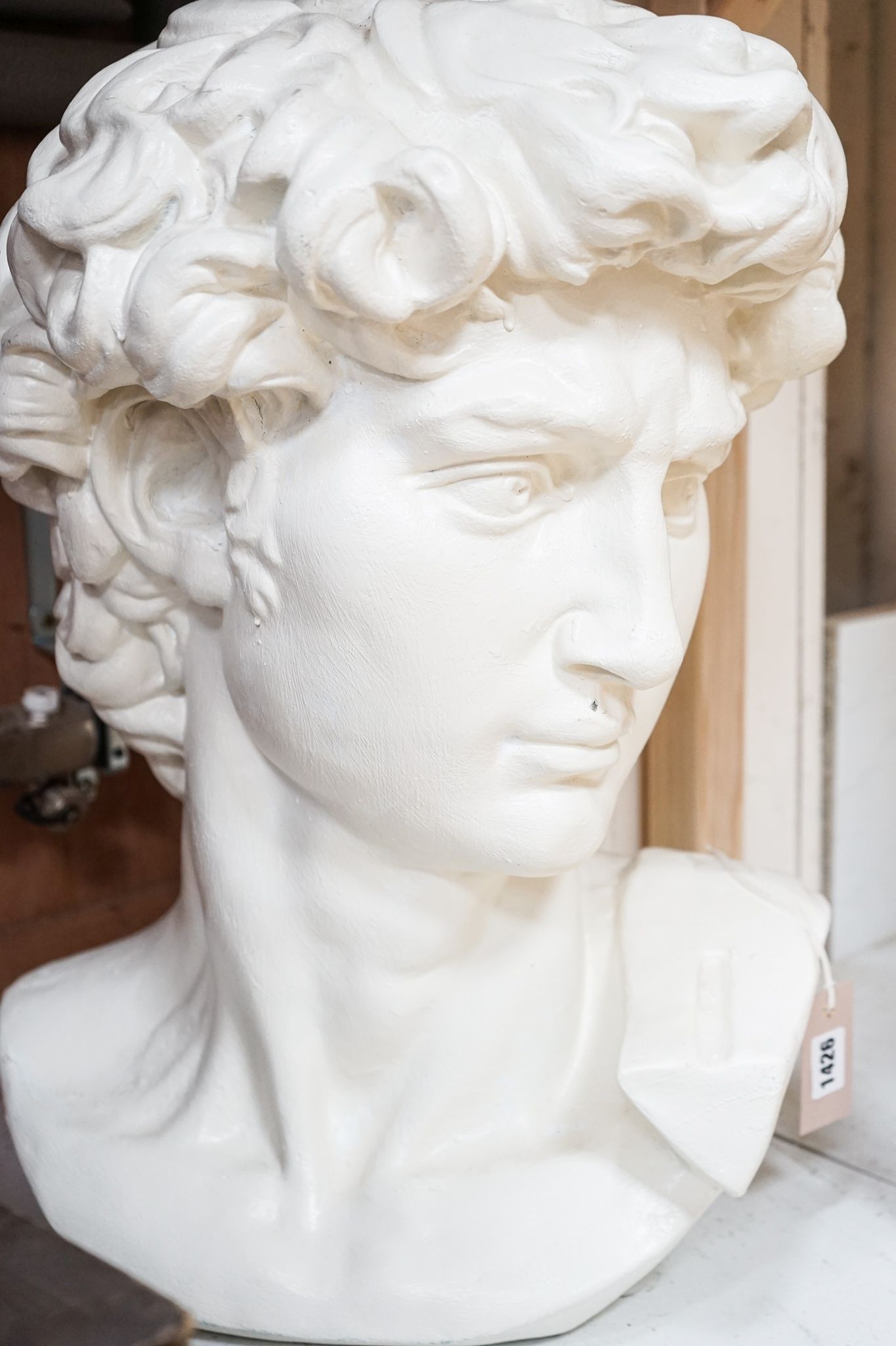 After Michelangelo large white painted composition portrait bust, 'David' 60cm